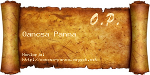 Oancsa Panna névjegykártya